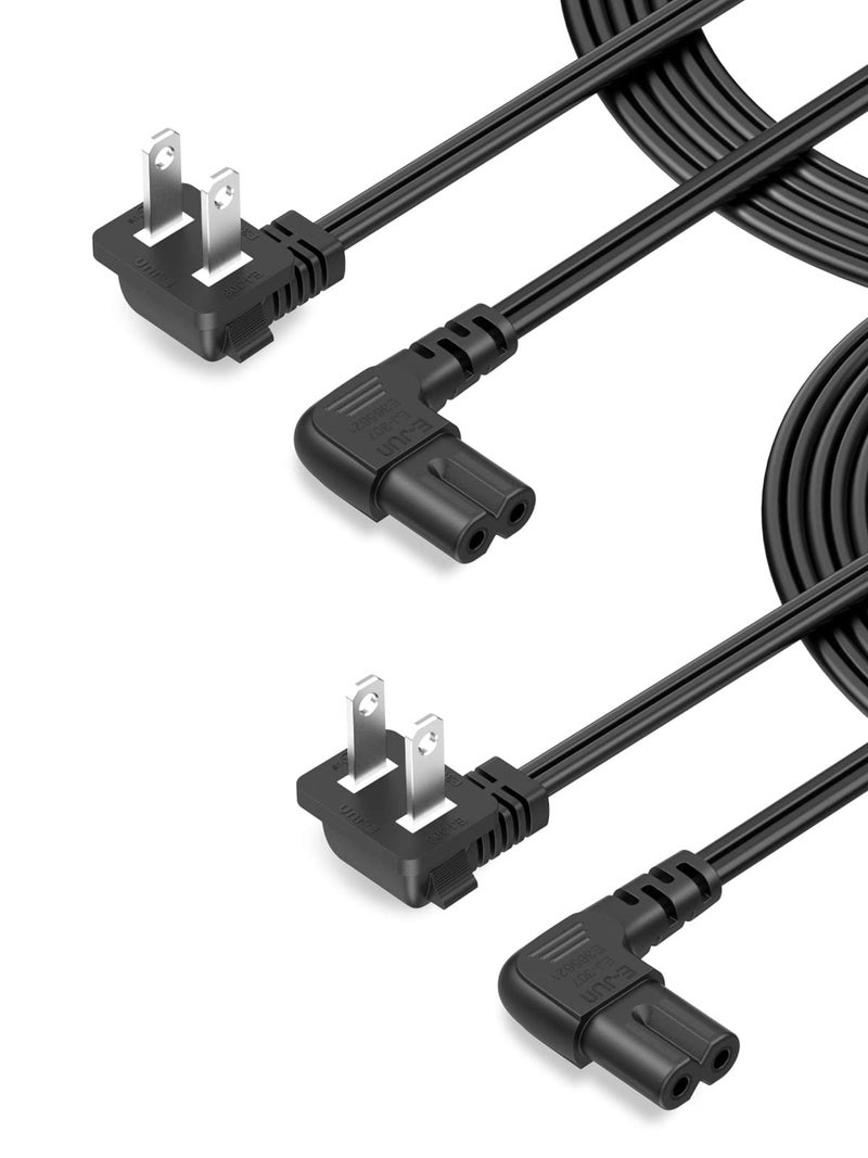 CableCreation 2-Pack 10 Feet Angled 2-Slot Non-Polarized Angle Power Cord (IEC320 C7 to Nema 1-15P), 3M/Black - Image 1